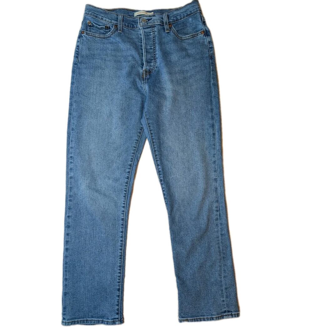 Levi’s Wedgie Straight Jeans High Rise Light Wash Denim Button Fly W29 L28